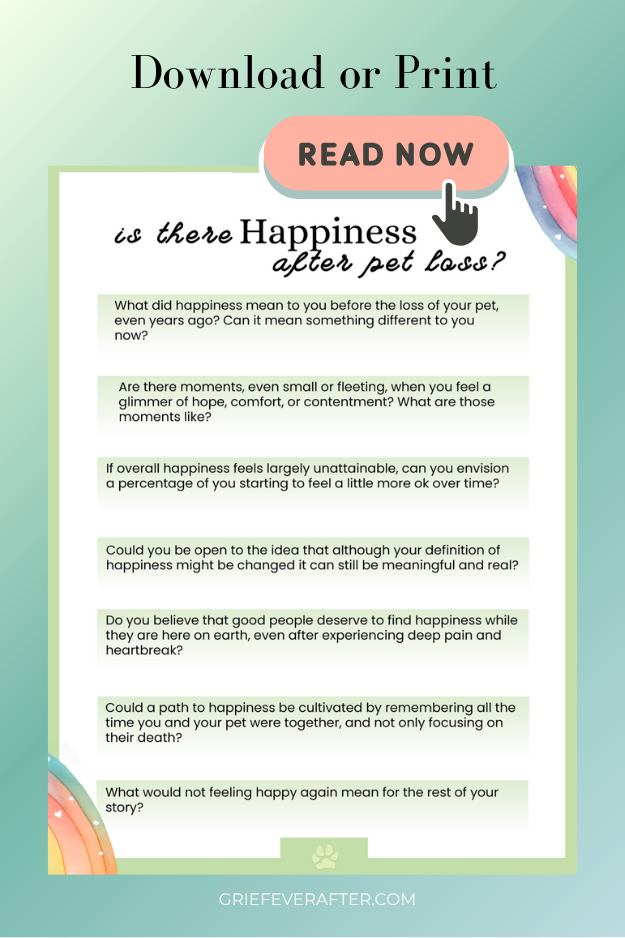 graphic for post about happiness after pet loss